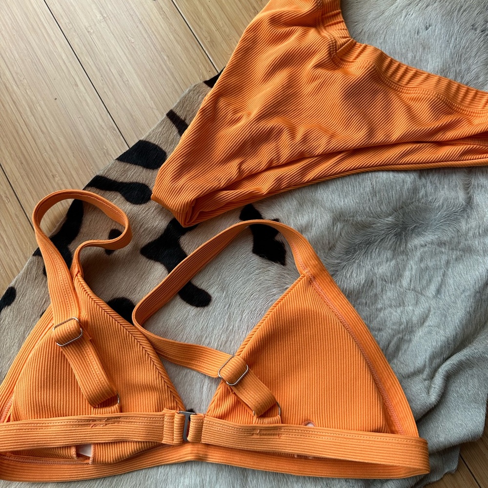 Orange Ribbed Bikini Set - Picture 13 of 13